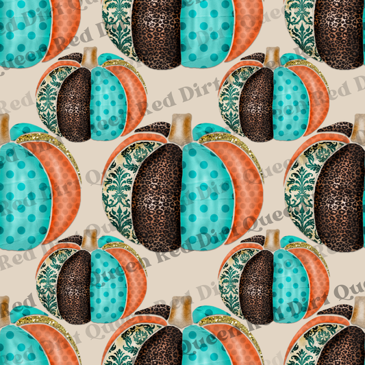 Fall Seamless Pattern - Pumpkins Mixed Prints