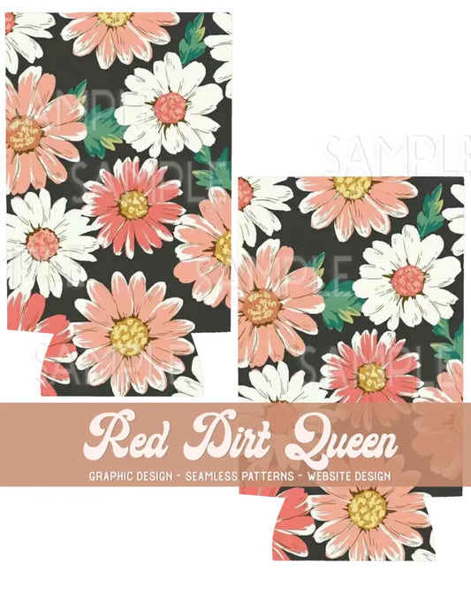 Floral Pink Slim Can Template