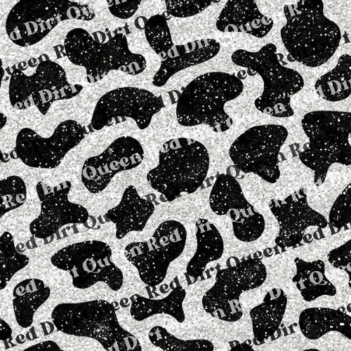 Cowhide Seamless Pattern - Black & Silver Glitter Cow Spots