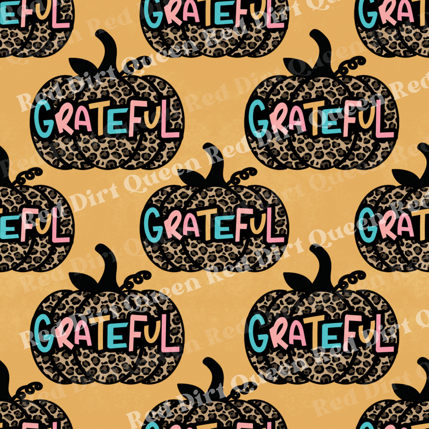 Fall Seamless Pattern - Leopard Pumpkins Grateful