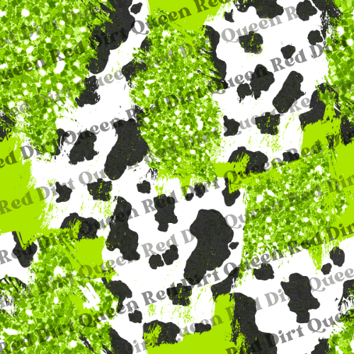 Cowhide Seamless Pattern - Green Glitter Cow Mix