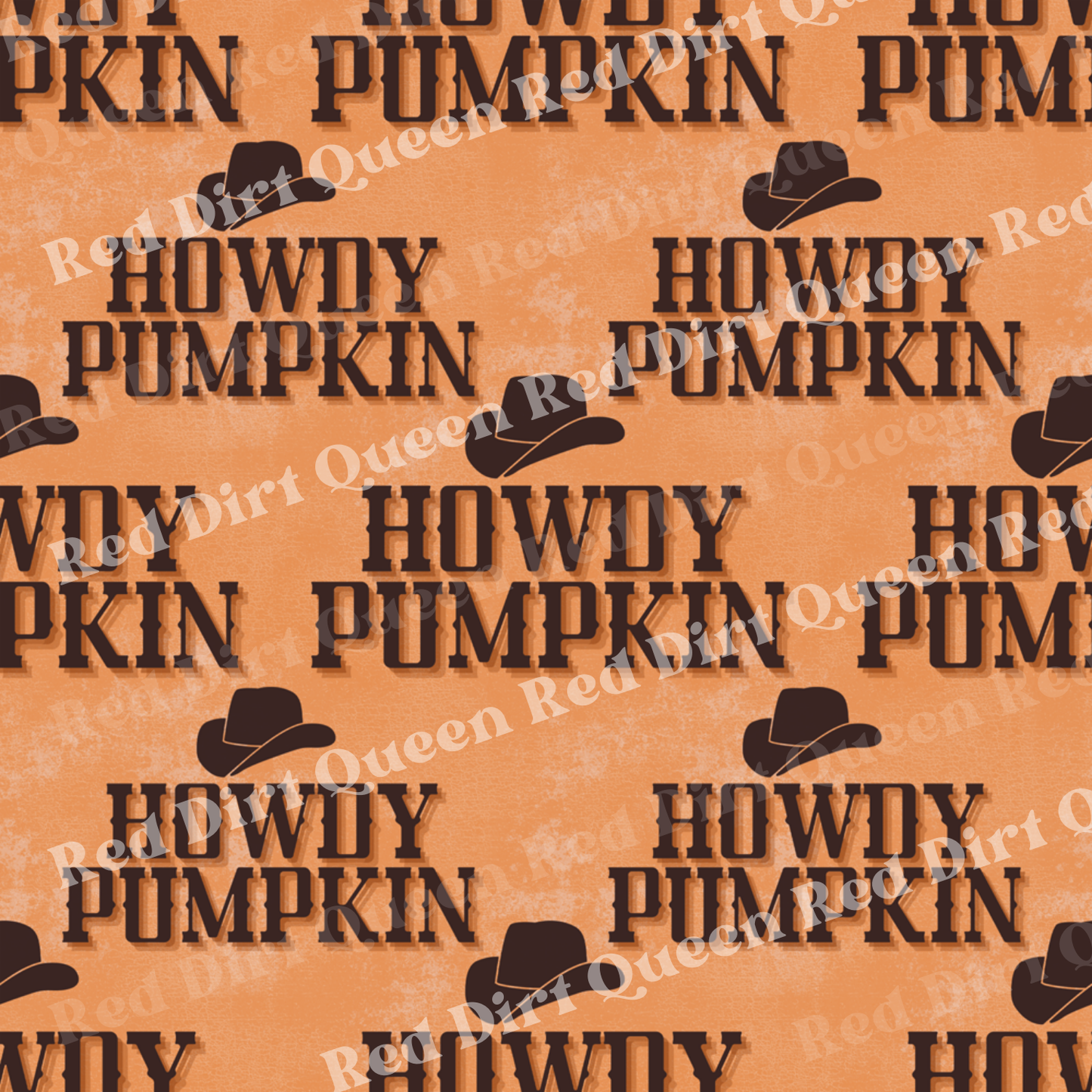 Fall Seamless Pattern - Howdy Pumpkin Cowboy Hat