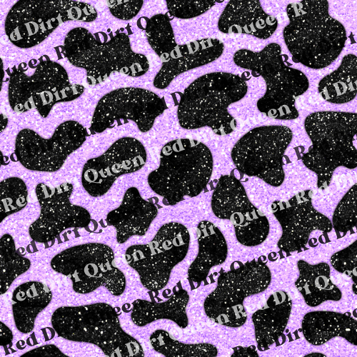 Cowhide Seamless Pattern - Black & Purple Glitter Cow Spots