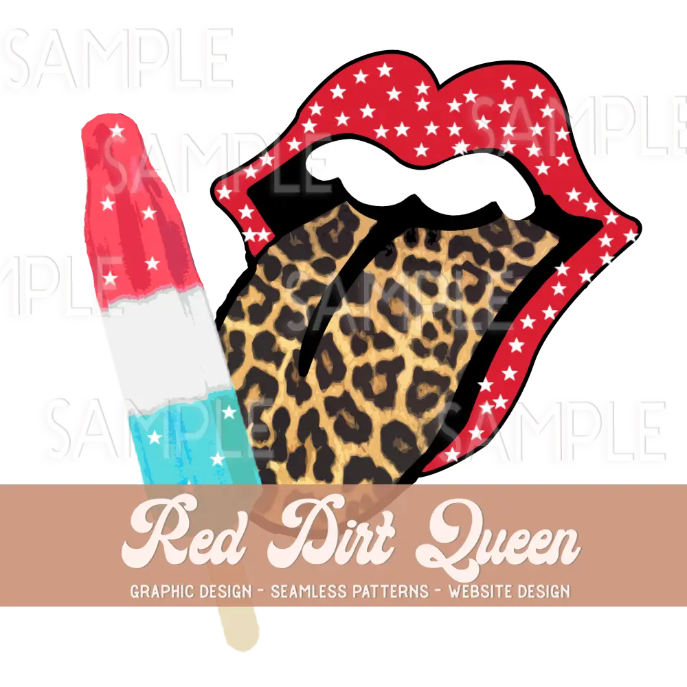 Leopard Red White Blue Popsicle