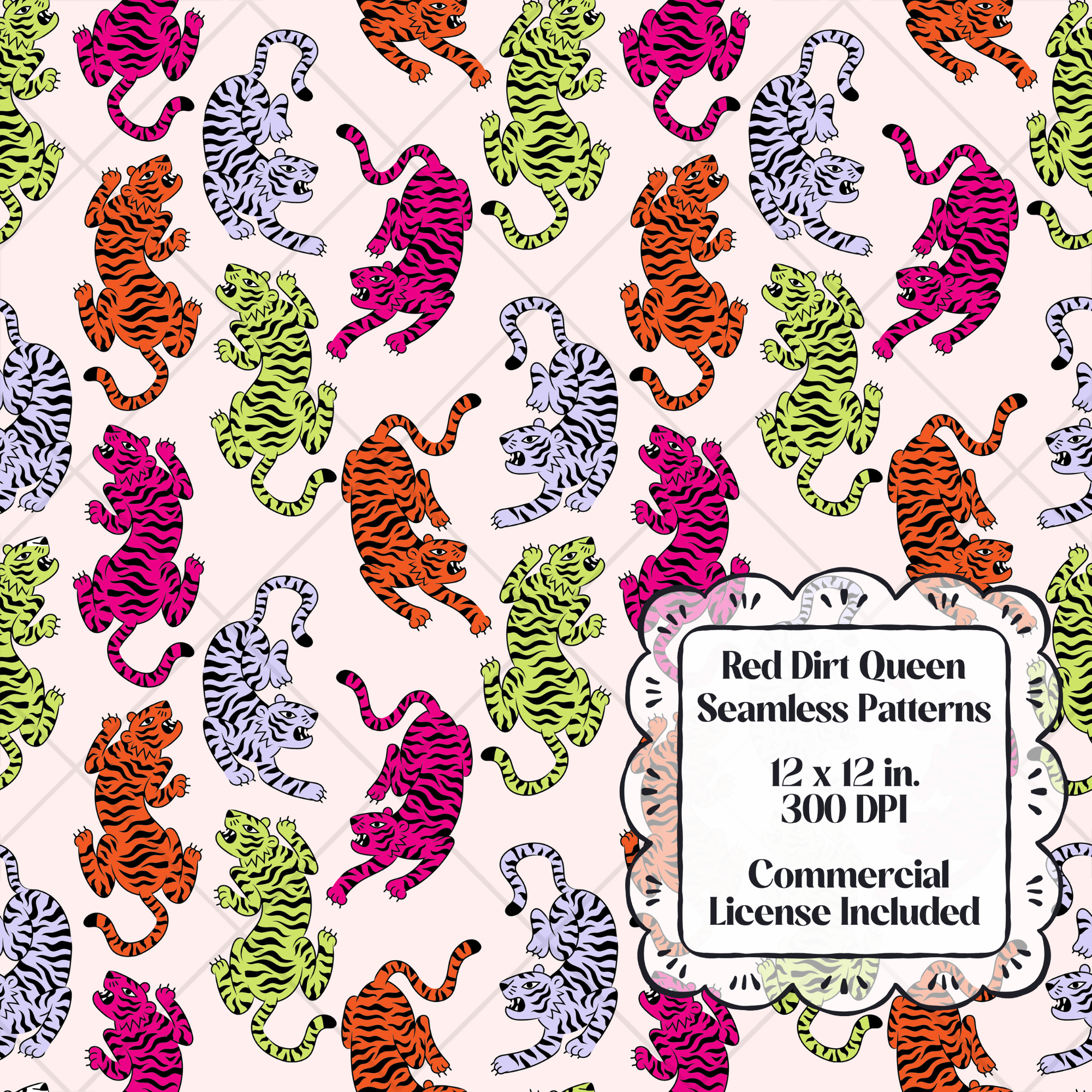 Neon Tiger Seamless Pattern