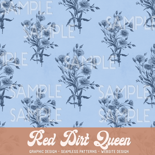 Seamless Pattern Light Blue Floral