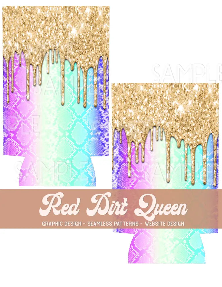 Ombre Snake Glitter Drip Slim Can Template