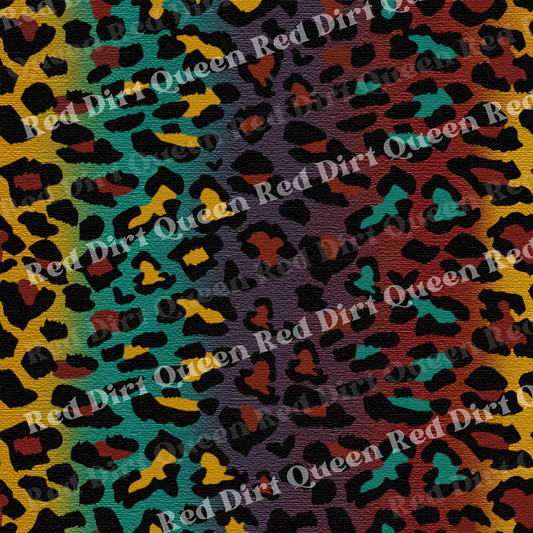 Fall Seamless Pattern - Colorful Ombre Leopard