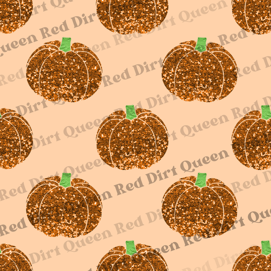 Fall & Halloween Seamless Pattern - Glitter Pumpkins