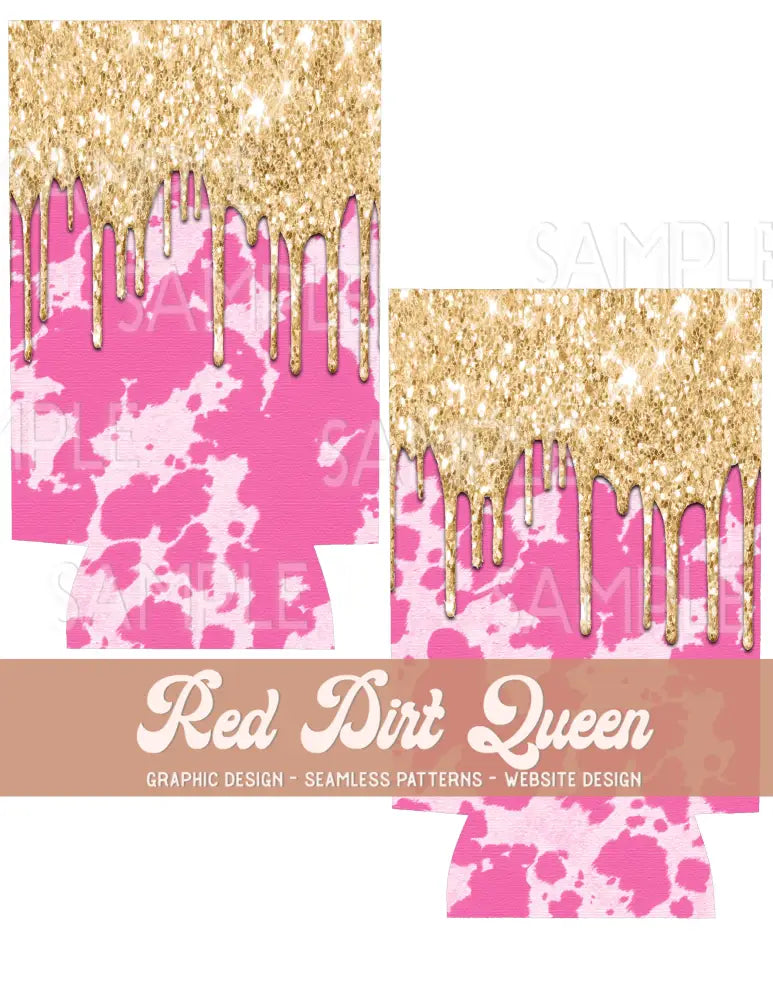 Pink Cow Glitter Drip Slim Can Template