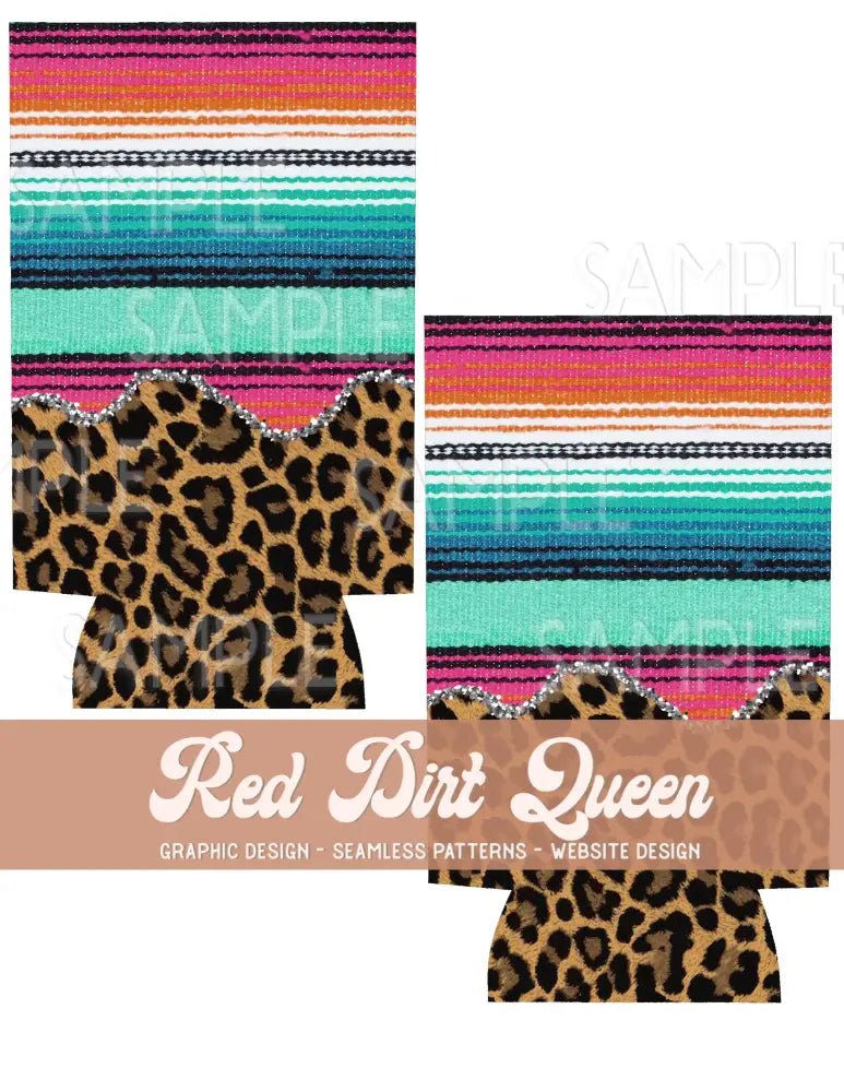 Pink Serape Leopard Slim Can Template