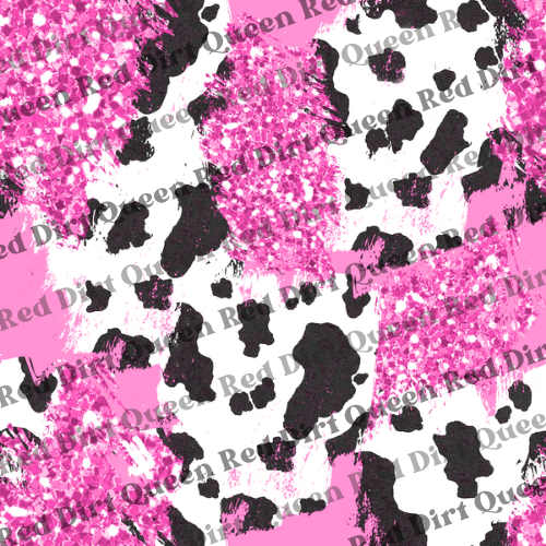 Cowhide Seamless Pattern - Pink Glitter Cow Mix