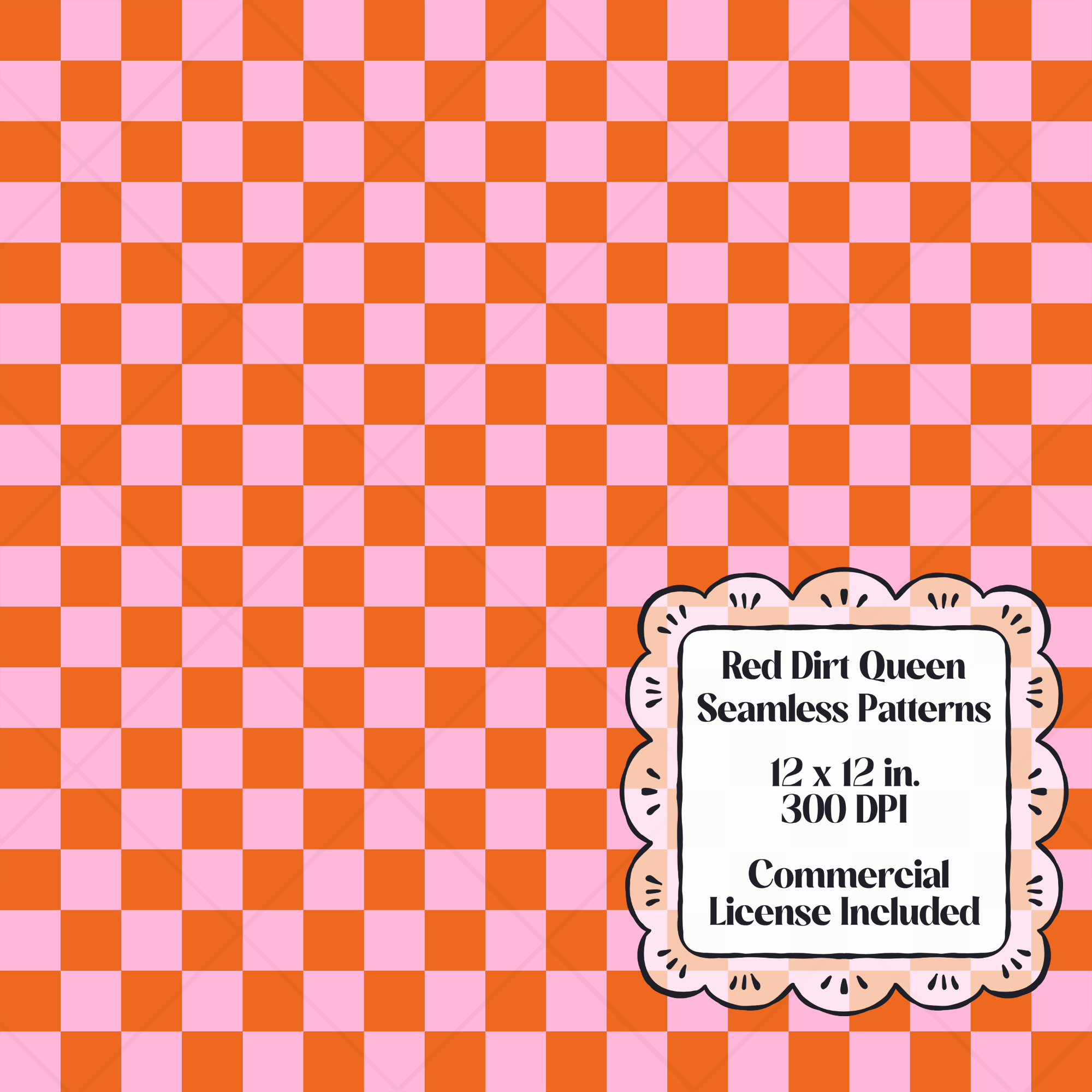 Pink & Orange Checkered Seamless Pattern
