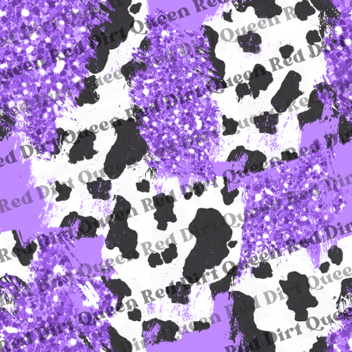 Cowhide Seamless Pattern - Purple Glitter Cow Mix