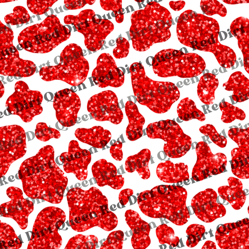 Cowhide Seamless Pattern - Glitter Cow Red