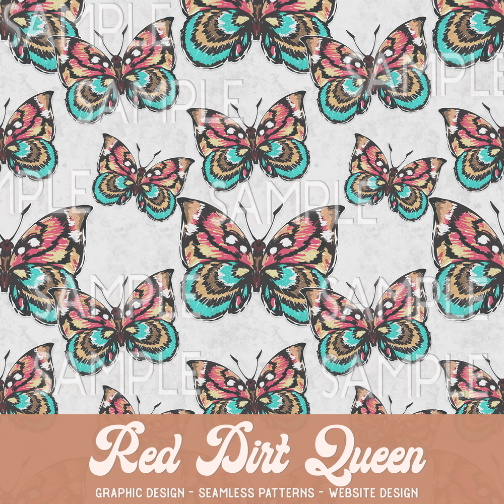 Seamless Pattern Colorful Muted Butterfly
