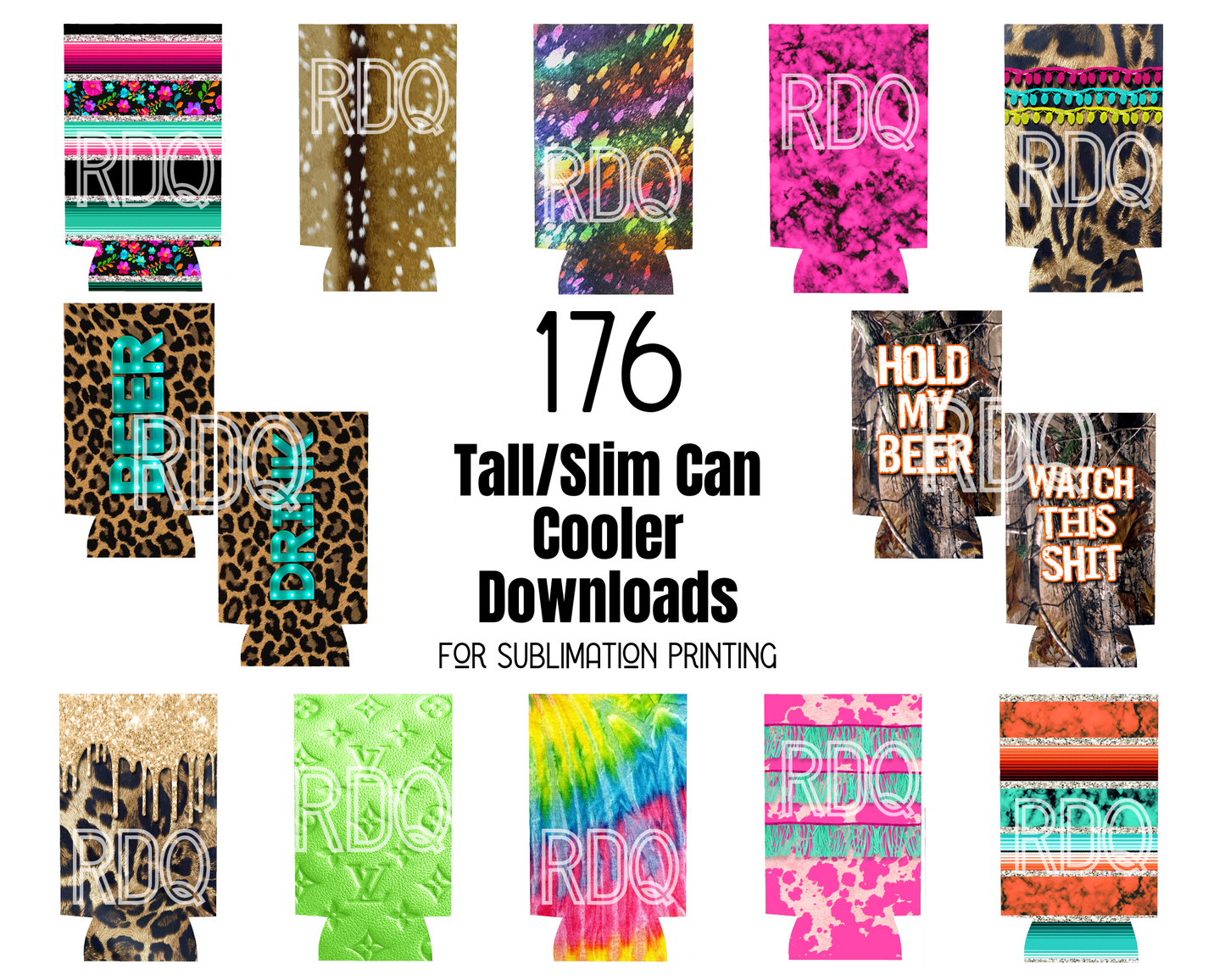 176 Digital Can Cooler Templates  *All Tall Slim Cans Only*