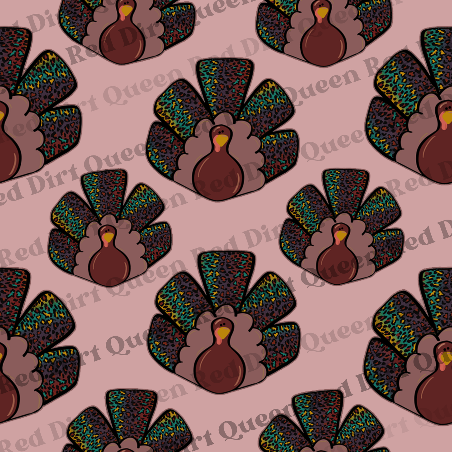 Fall Seamless Pattern - Colorful Leopard Turkey Pink