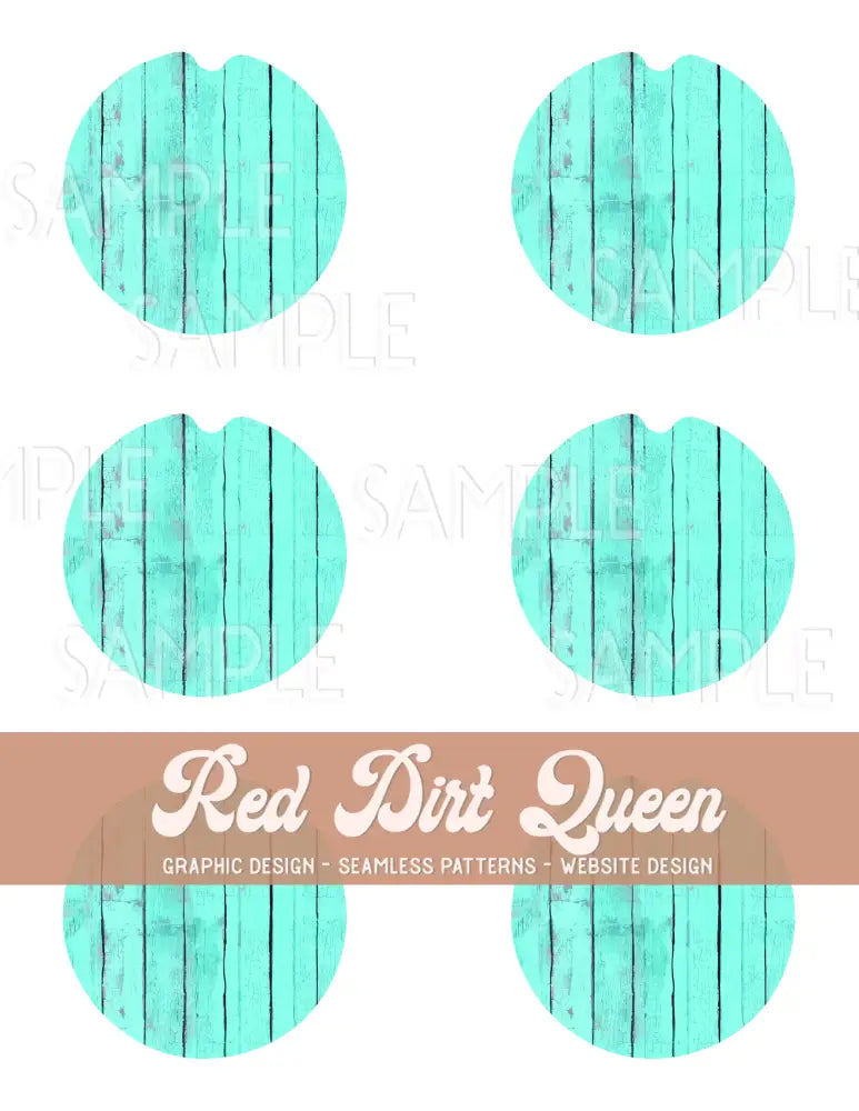 Turquoise Distressed Wood Car Coaster Template