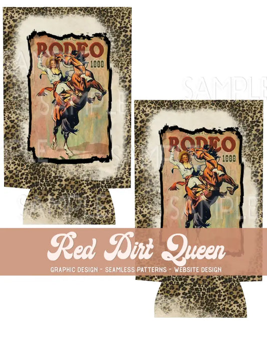 Vintage Rodeo Poster Faded Leopard Slim Can Template