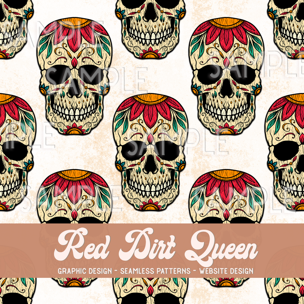 Seamless Pattern Day Of The Dead Distressed