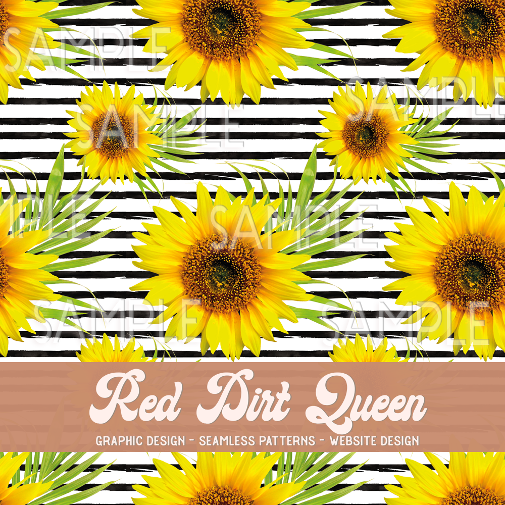 Seamless Pattern Sunflower Summer Stripe