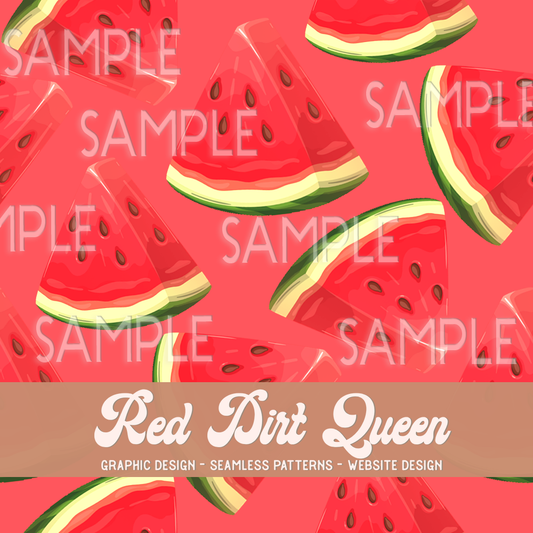 Seamless Pattern Red Watermelon Slices