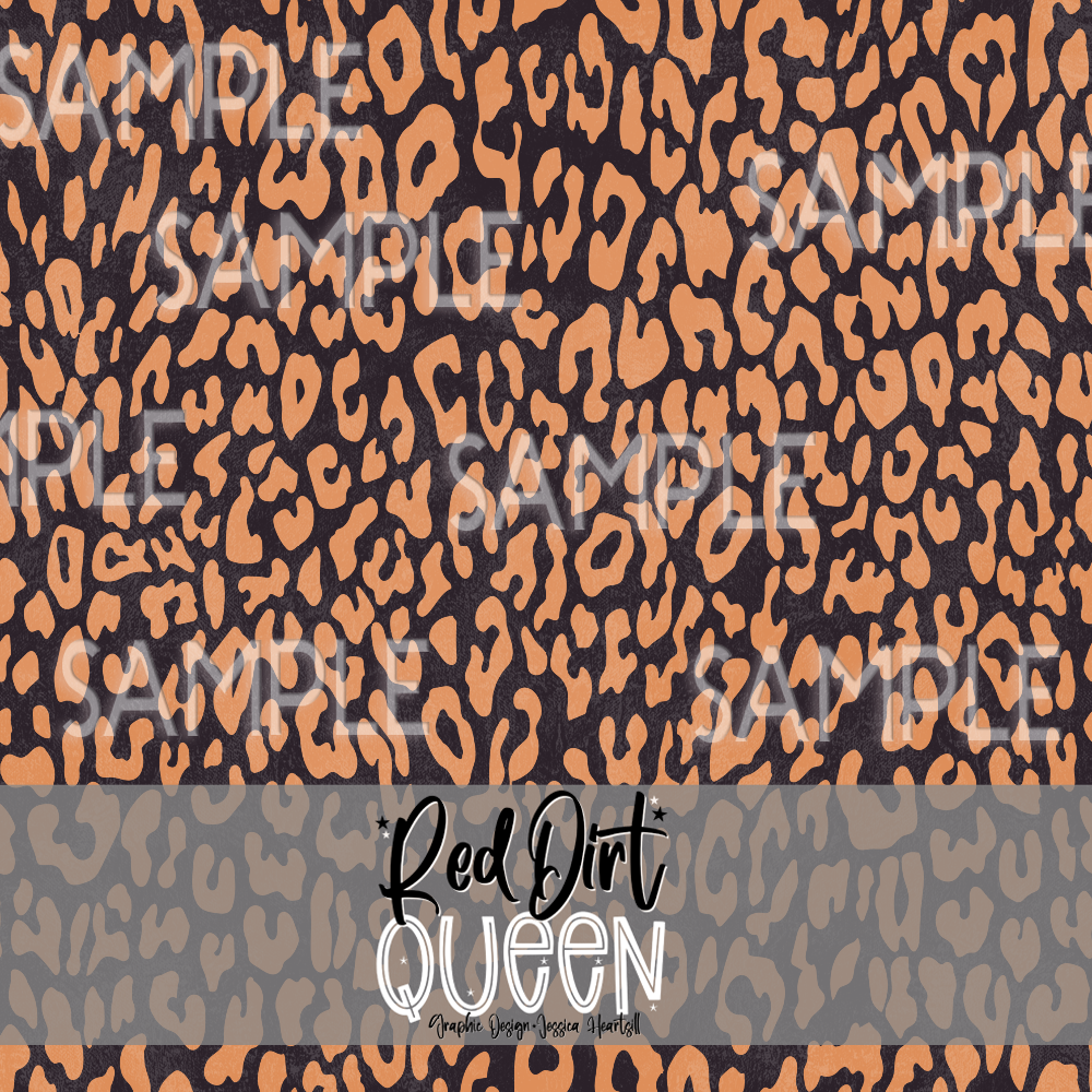 Seamless Pattern Dark Orange Gray Leopard