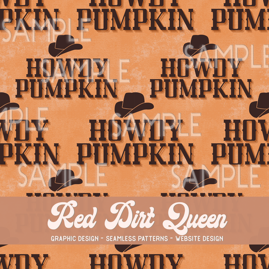 Seamless Pattern Howdy Pumpkin