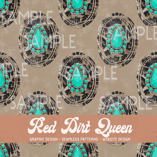 Seamless Pattern Leopard Turquoise Concho Distressed