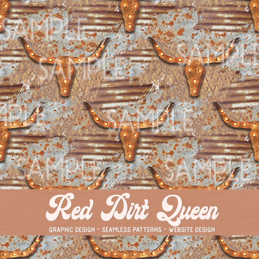 Seamless Pattern Rusty Brushstrokes Longhorns