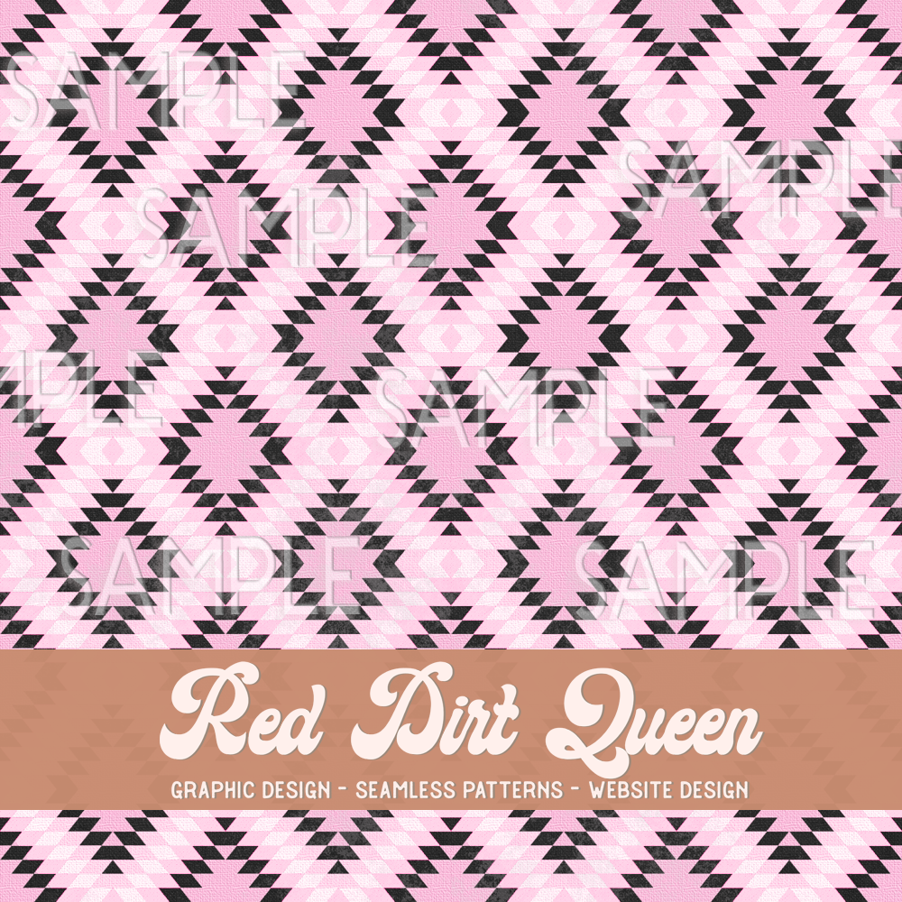 Seamless Pattern Pink Black Distressed Aztec