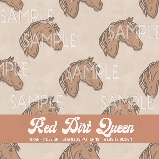 Seamless Pattern Distressed Horses Tan
