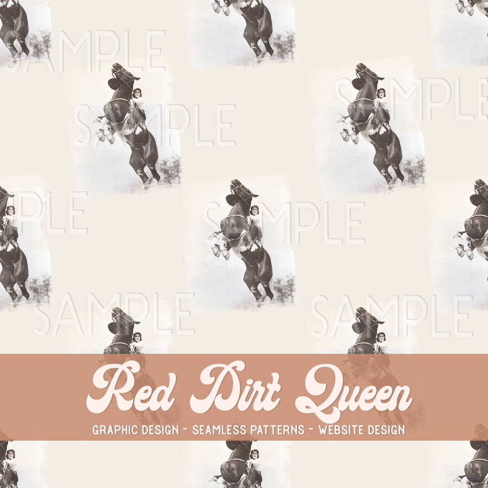 Seamless Pattern Vintage Cowgirl