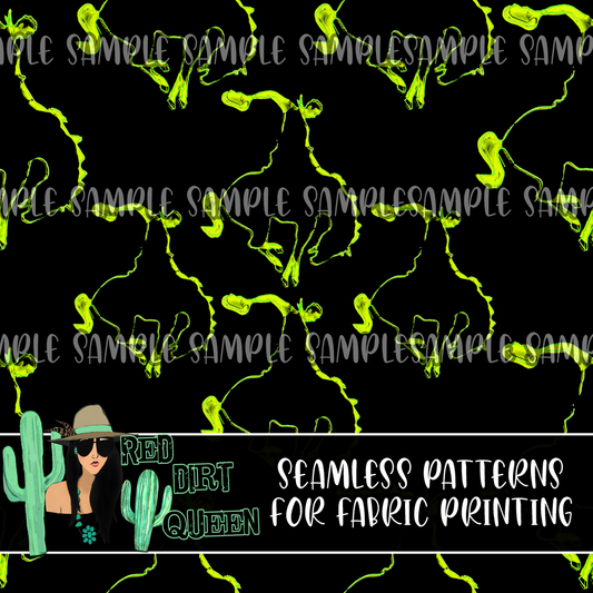 Seamless Pattern Neon Green Cowboys