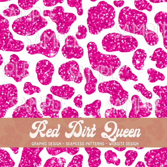 Seamless Pattern Pink Glitter Cow Spots