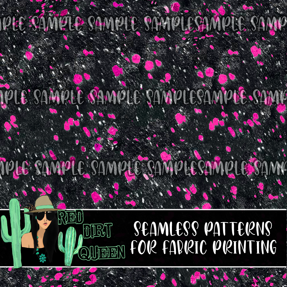 Seamless Pattern Acid Wash Cowhide Pink Black