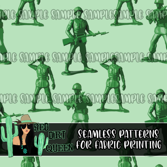 Seamless Pattern Plastic Army Men Green