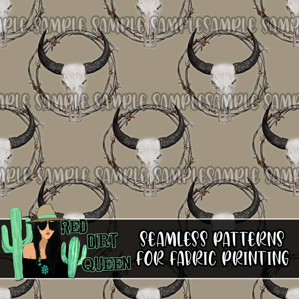 Seamless Pattern Skulls & Barbwire