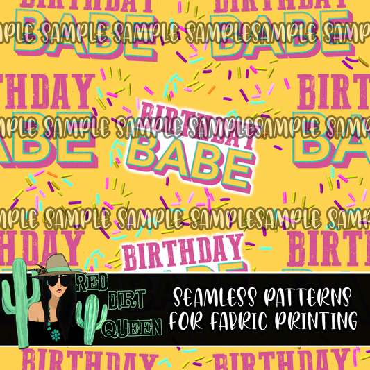 Seamless Pattern Birthday Babe Sprinkles