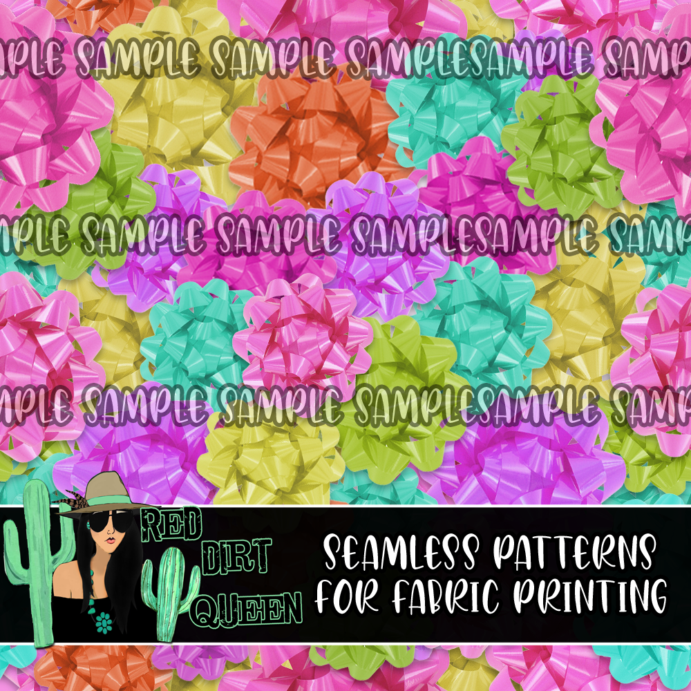 Seamless Pattern Colorful Present Bows