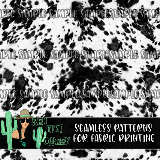Seamless Pattern Black White Cow Spots