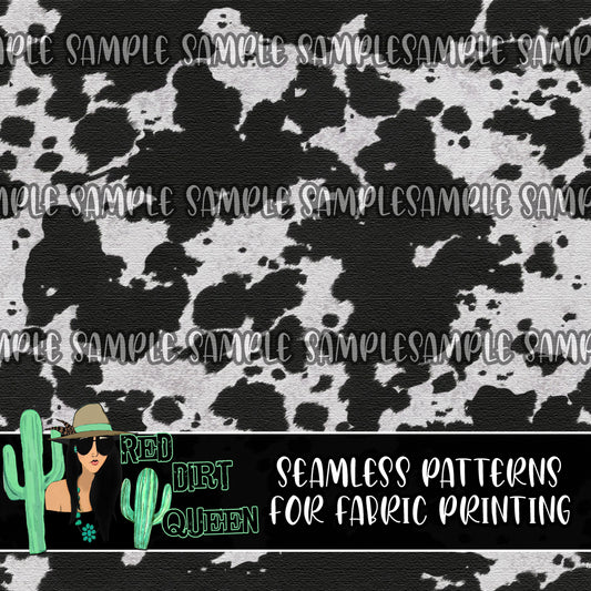 Seamless Pattern Black White Distressed Cow