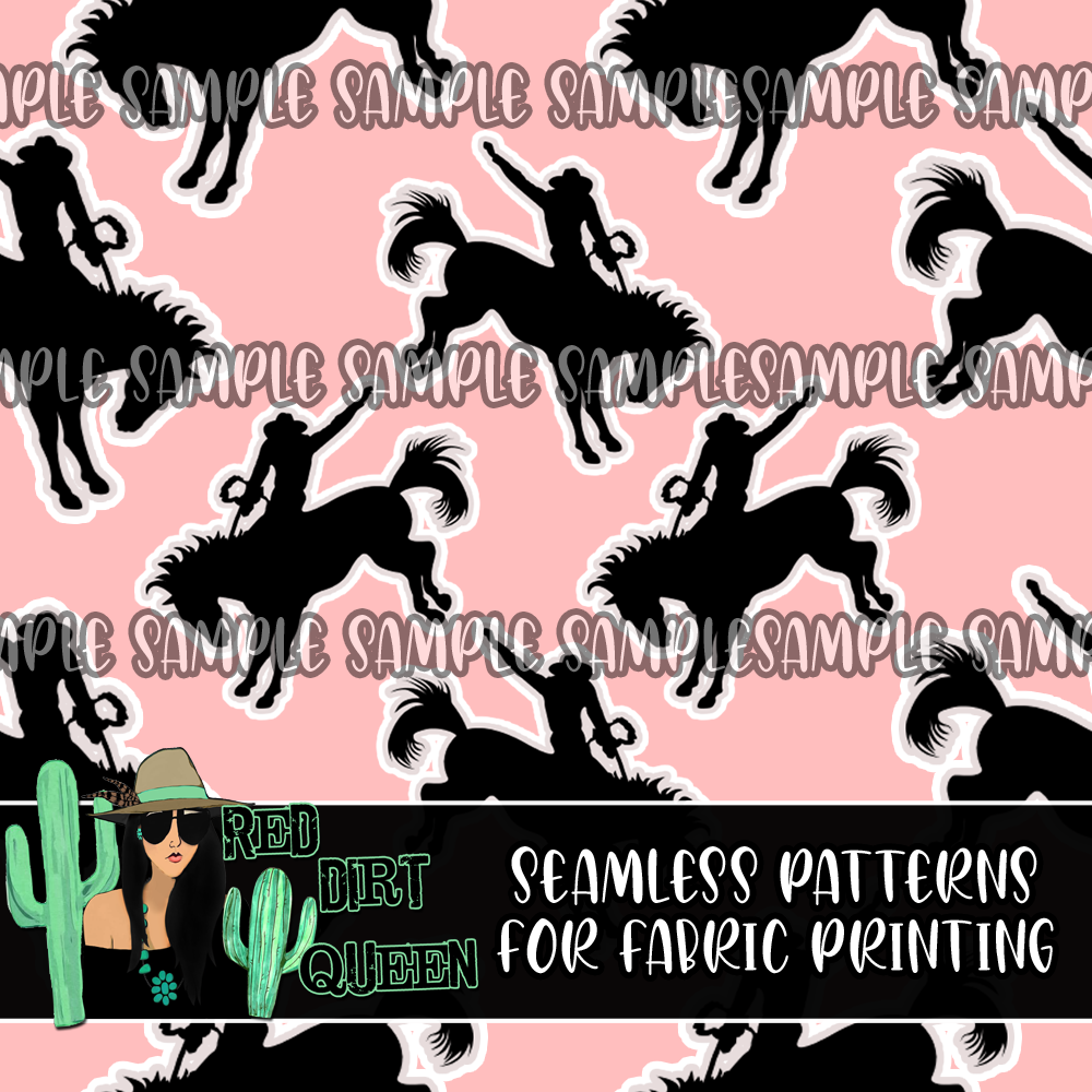 Seamless Pattern Black Pink Broncs