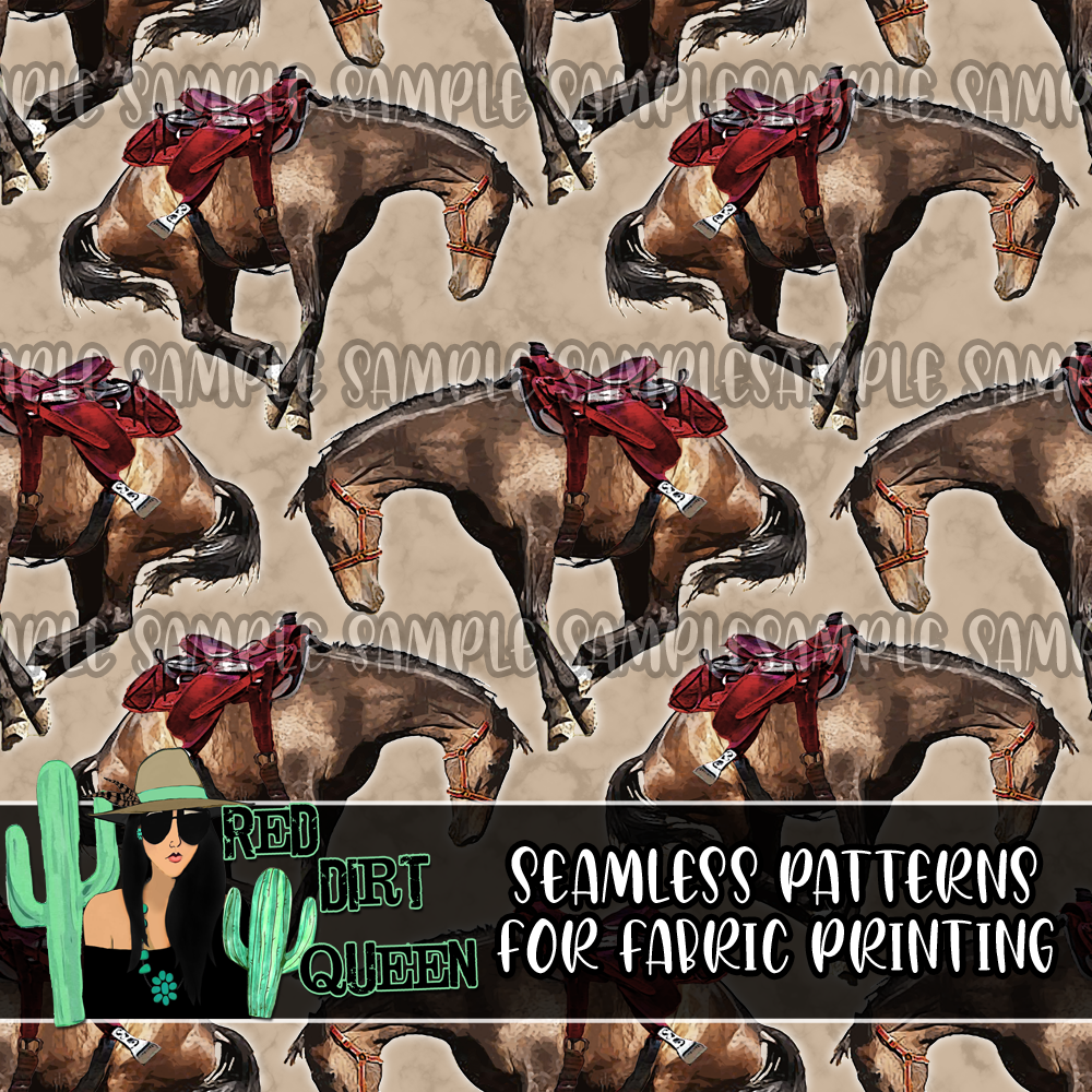 Seamless Pattern Bucking Horses