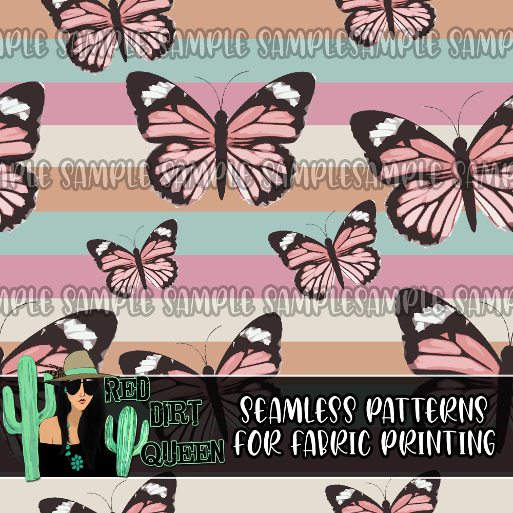 Seamless Pattern Butterfly Stripes
