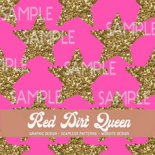 Seamless Pattern Chunky Glitter Stars Pink