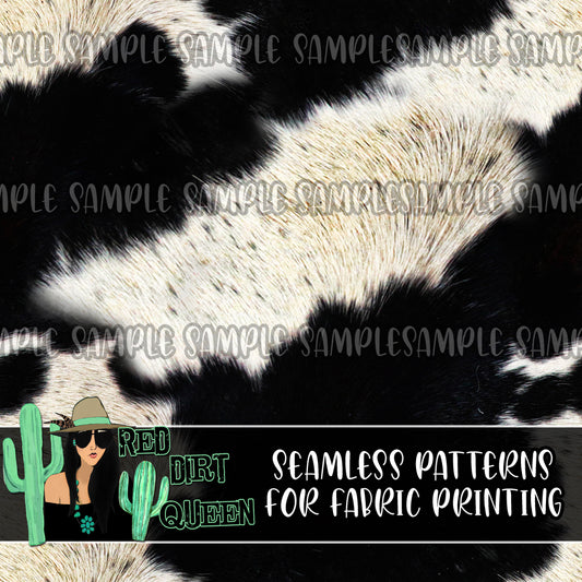 Seamless Pattern Cow Fur Black White