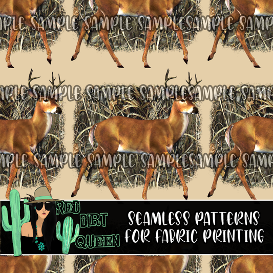 Seamless Pattern Camo Deer Patches