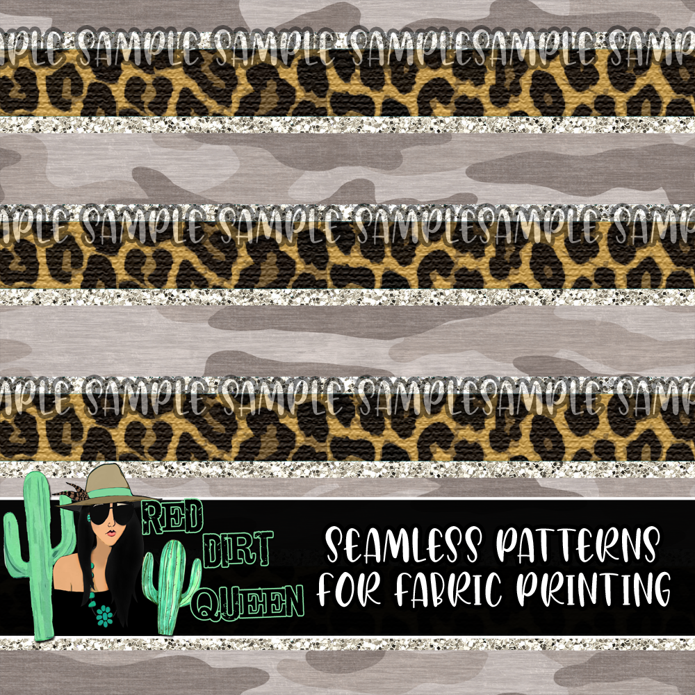 Seamless Pattern Camo Leopard Glitter Stripe